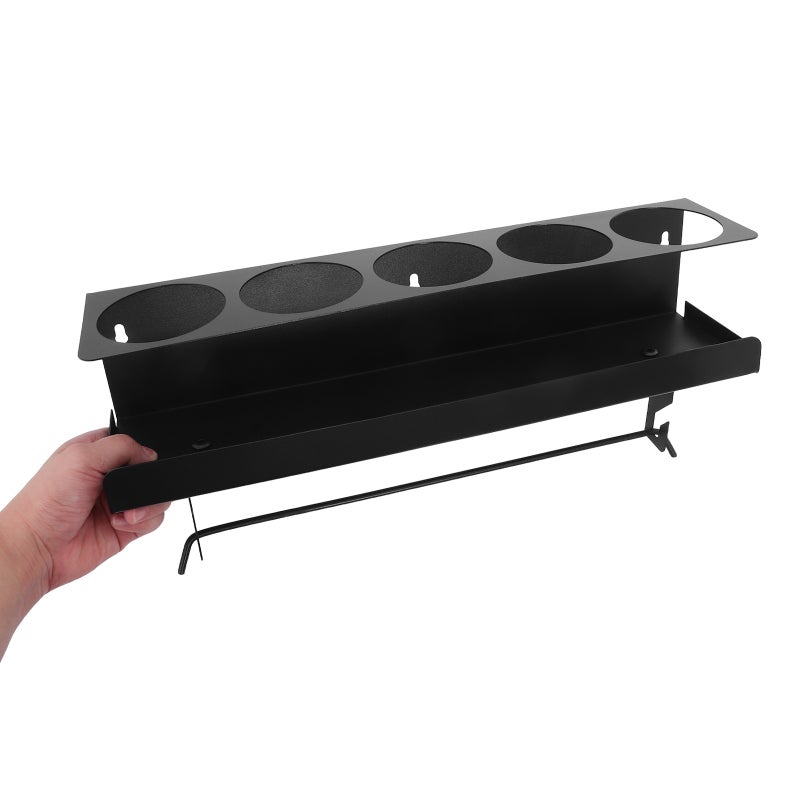 1 Set Garage Spray Can Holder: Workspace Organizer With 5 Holes - Wall Mount Storage Rack - Paint Bottle Organizer - Heavy Duty Metal Shelf Accessories For Paper Towel - Image 2