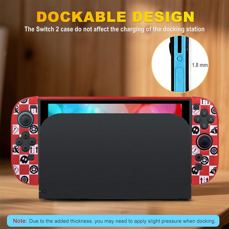 CHIKIXSON Switch 2 Case, Hard Protective Case for Nintendo Switch 2 (2025), Switch 2 Accessories for Mario Joycon Console, Shockproof, Scratch-Resistant, KartWorld, Red - Image 2