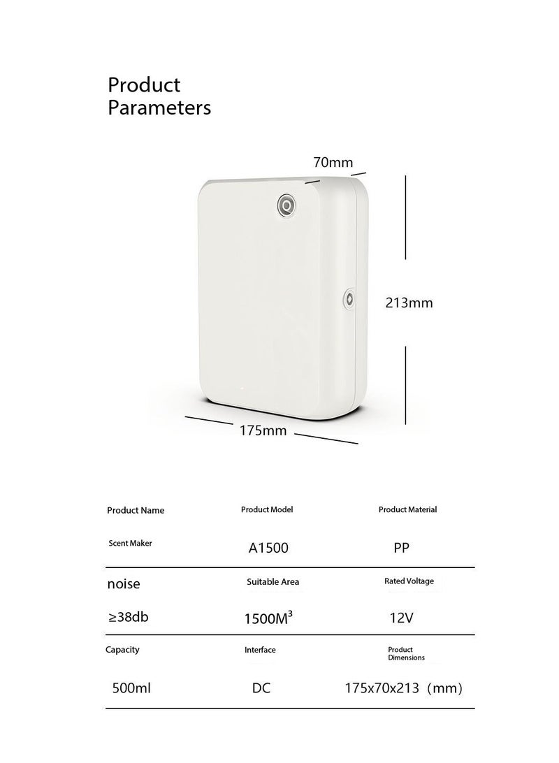 Bluetooth Essential Oil Diffuser Smart Aroma Machine - APP Control, Aisle Fragrance Machine,500ML Nebulizing, 1500m³ Coverage for Home/Hotel/Office/Spa（A1500） - Image 2