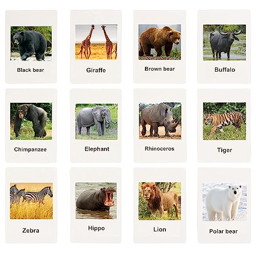 RUSON 12 Safari Animals Figures Toys with 12 Flash Cards, Realistic Mini Jungle Animal Figurines Cake Topper Party Supplies Montessori Animal Matching Game for Toddler Kids - Image 3
