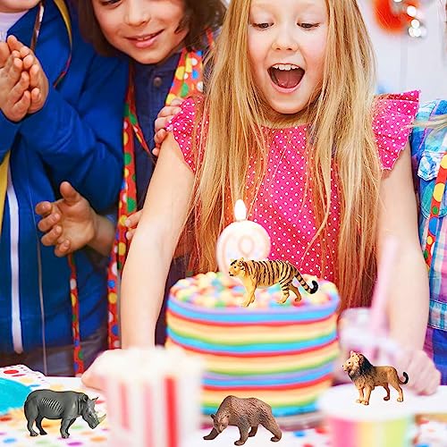 RUSON 12 Safari Animals Figures Toys with 12 Flash Cards, Realistic Mini Jungle Animal Figurines Cake Topper Party Supplies Montessori Animal Matching Game for Toddler Kids - Image 4