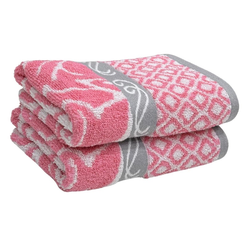 STAMIO مجموعة من منشفتين يد من قطن STAMIO 490 GSM، 40 × 60 سم للرجال، النساء، الاستخدام المنزلي، الصالة الرياضية، حوض الغسيل. رياضة، تمرين | ناعمة، ماصة، سريعة الجفاف، بحجم كبير كامل | وردي - Image 1