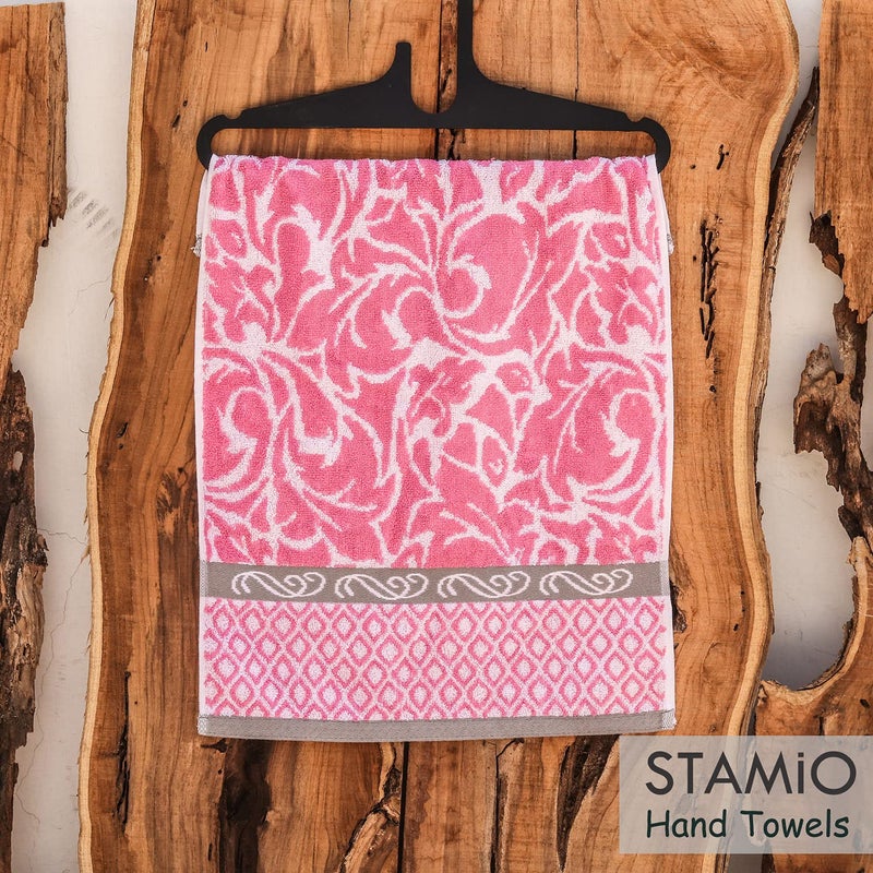 STAMIO مجموعة من منشفتين يد من قطن STAMIO 490 GSM، 40 × 60 سم للرجال، النساء، الاستخدام المنزلي، الصالة الرياضية، حوض الغسيل. رياضة، تمرين | ناعمة، ماصة، سريعة الجفاف، بحجم كبير كامل | وردي - Image 4