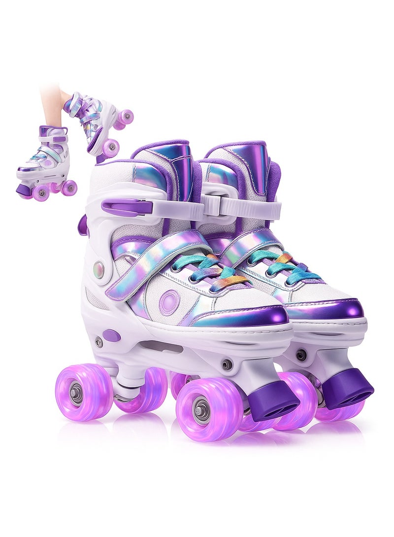 Bluejw Double Row Roller Skates for Kids Adjustable Size Breathable Design Fun Outdoor Sports Activity for Children Boys and Girls Four Wheel Roller Skating Shoes Size Available Small and Medium - Image 1