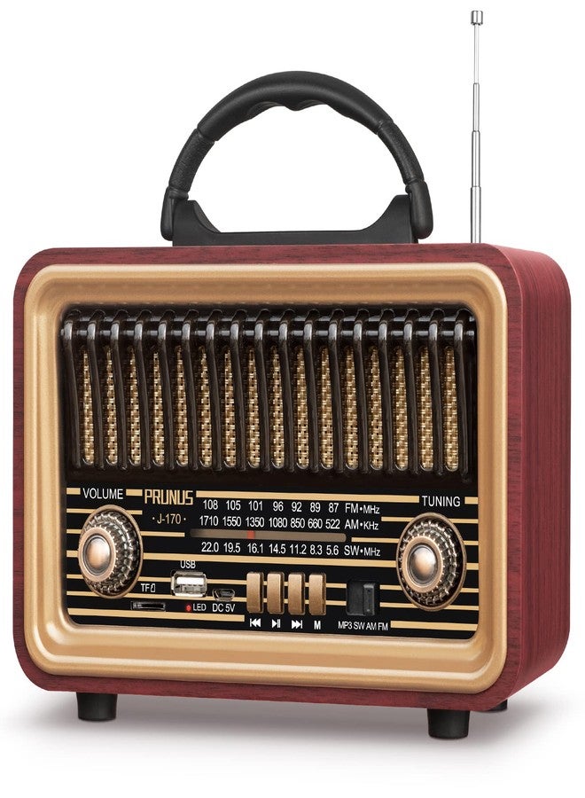 PRUNUS Retro Vintage Radio with Bluetooth Rich Bass Stereo Sound, Radios Portable AM FM, Rechargeable Speaker with TWS Pairing, Loud Volume,BT5.0, TF Card & MP3 Player for Home/Party - Image 1