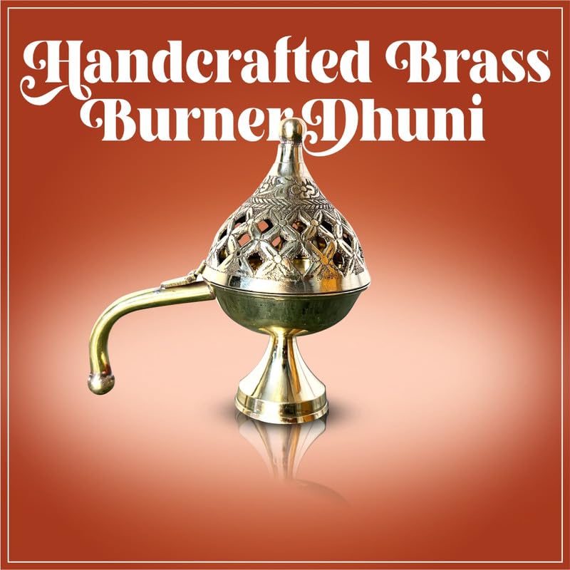 TORPPEZA Curated with Love Loban Burner Dhooni 5 Inch Dhoop Dhuni Brass Table Diya Brass Incense Holder - Image 3