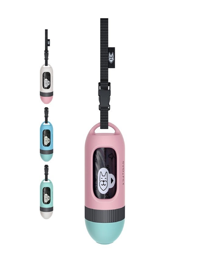 SVD.PET Dog Poop Bag Dispenser, Retractable Poop Bag Holder, Pink/Jade - Image 1