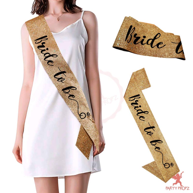 Party Propz Party Propz Rubber Glittery Bride To Be SashCrownBachelorette Party DecorationsBridal Shower DecorationsBride To Be Decoration Set ComboBride To Be AccessoriesBride To Be SashTiara 1 Piece - Image 3