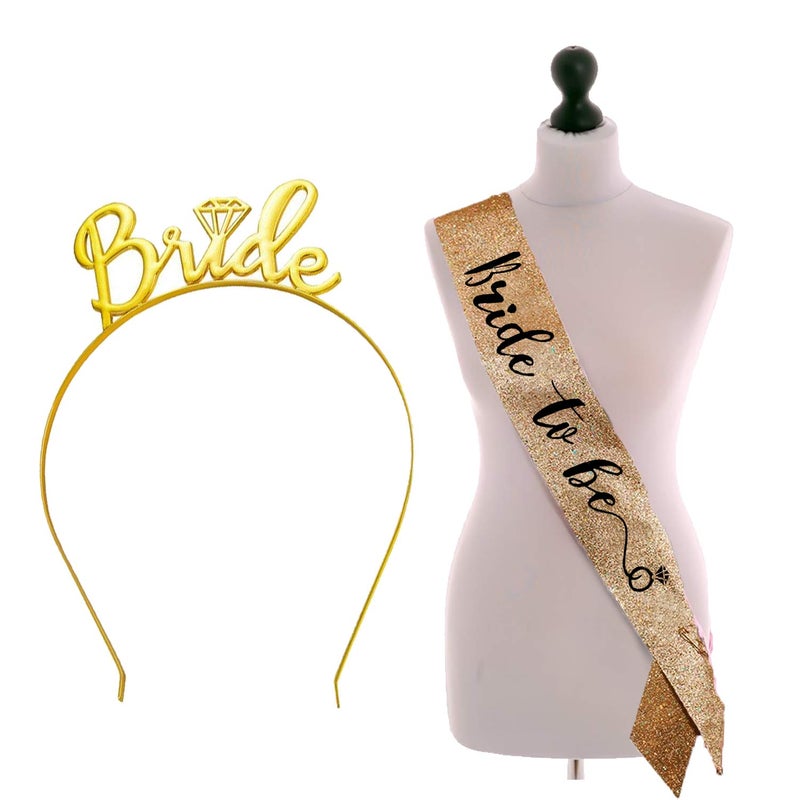 Party Propz Party Propz Rubber Glittery Bride To Be SashCrownBachelorette Party DecorationsBridal Shower DecorationsBride To Be Decoration Set ComboBride To Be AccessoriesBride To Be SashTiara 1 Piece - Image 1