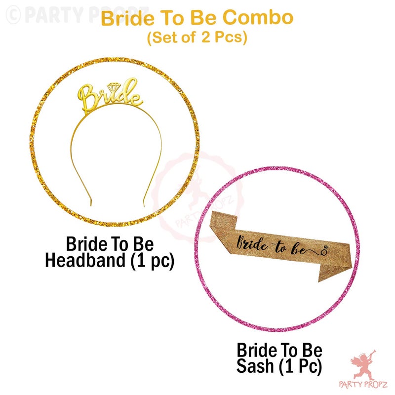 Party Propz Party Propz Rubber Glittery Bride To Be SashCrownBachelorette Party DecorationsBridal Shower DecorationsBride To Be Decoration Set ComboBride To Be AccessoriesBride To Be SashTiara 1 Piece - Image 2