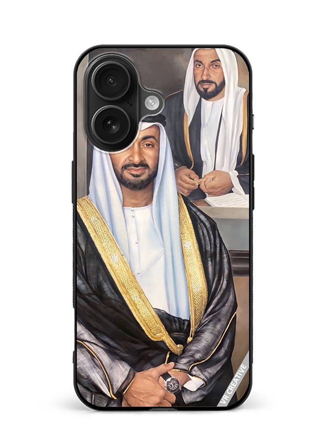 غطاء حماية لجهاز آبل آيفون 16 بتصميم الشيخ محمد بن زايد آل نهيان والشيخ زايد بن سلطان آل نهيان متعدد الألوان