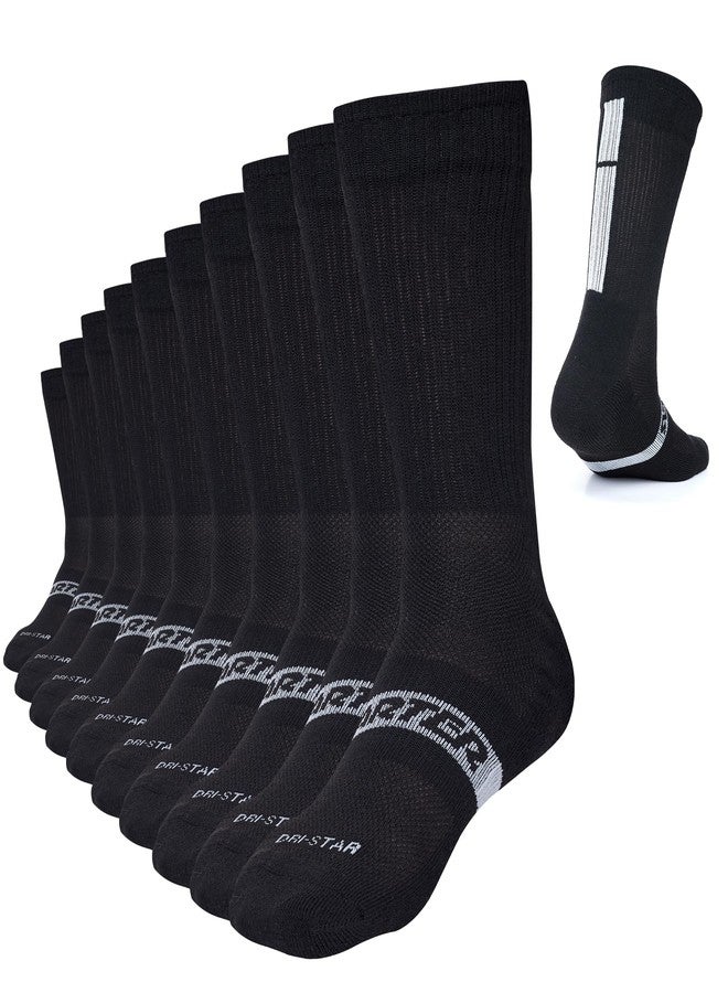 STARTER Men's Half Cushion Crew Socks 10 Pack (Black Multicolor, 6-12) - Image 1