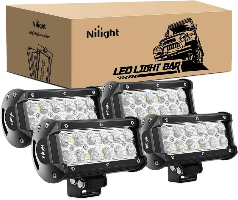 Nilight نيلايت 4 قطع 36 واط 65 بوصة شريط ضوء LED للفيضانات للطرق الوعرة ساطع للغاية لقيادة الضباب قارب قيادة ضوء عمل LED لجيب - Image 1
