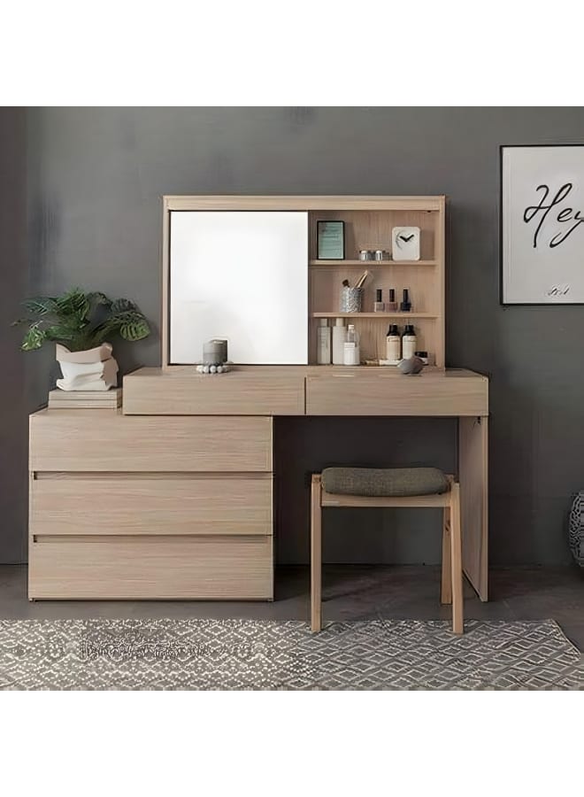 Joints Makeup Vanity Engineered Wood White And Biege 140x120x35 