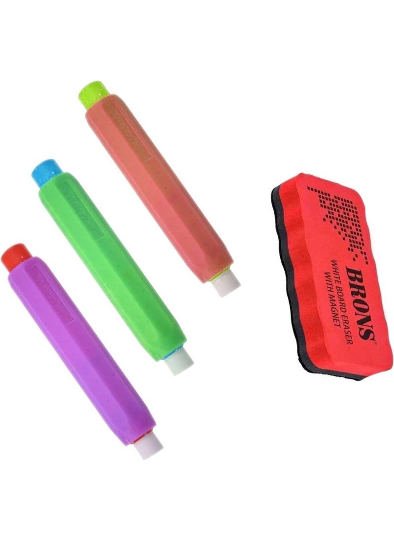 Masho Trend Chalk Pen 3 Pieces + Magnetic Eraser - Chalk Holder Pen  - Image 1