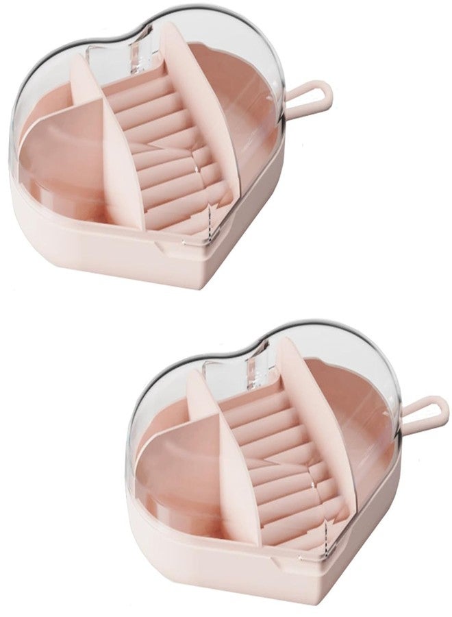 YONIMI 2 Pcs Travel Jewelry Box Small Travel Jewelry Box Heart Shape Jewelry Box Portable Jewelry Organizer for Rings Earrings Necklace(Pink) - Image 1