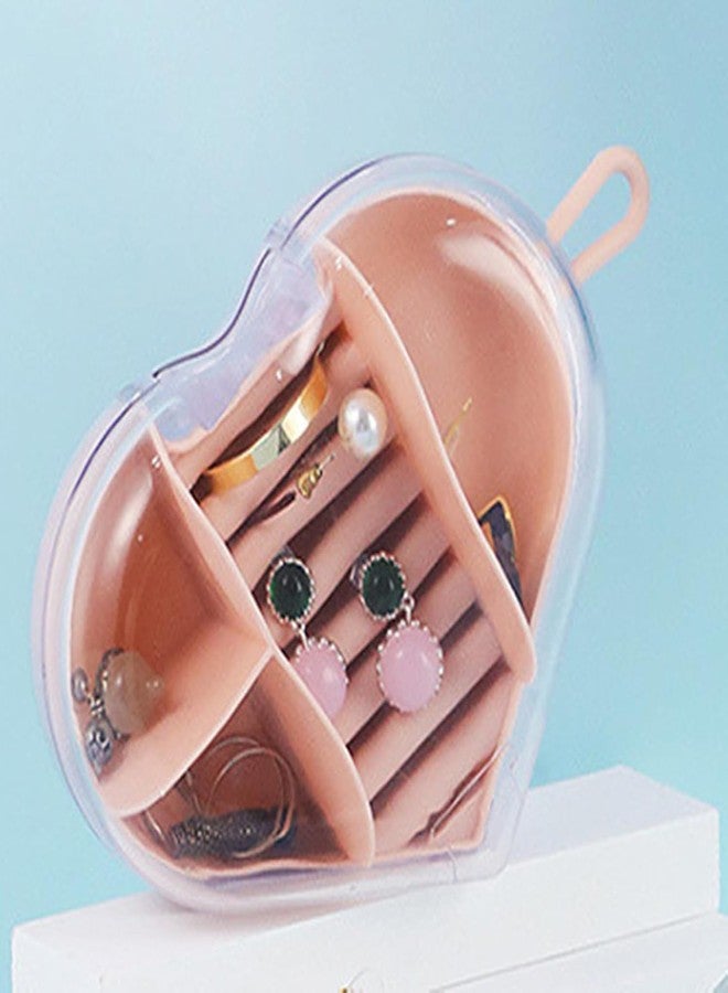 YONIMI 2 Pcs Travel Jewelry Box Small Travel Jewelry Box Heart Shape Jewelry Box Portable Jewelry Organizer for Rings Earrings Necklace(Pink) - Image 5