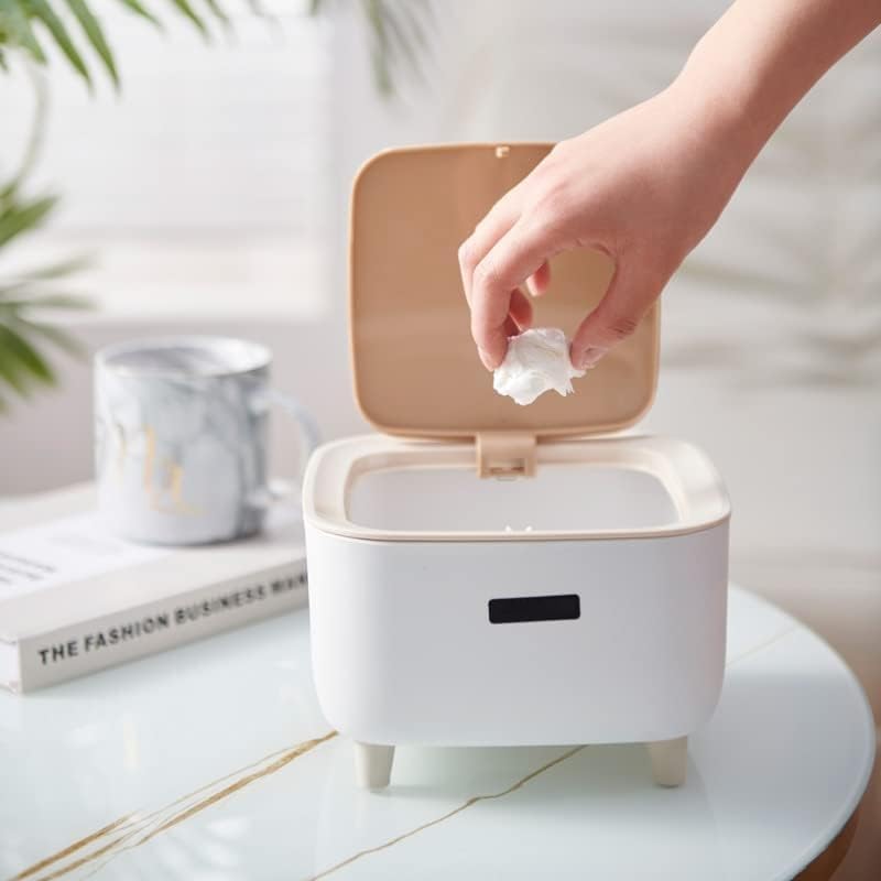 EVVIX Polypropylene Square Style Mini Trash Can Push Top Trash Can With Lid Modern Dustbin For Home Or Office Desk Kitchen Bedroom PressTop - Image 1