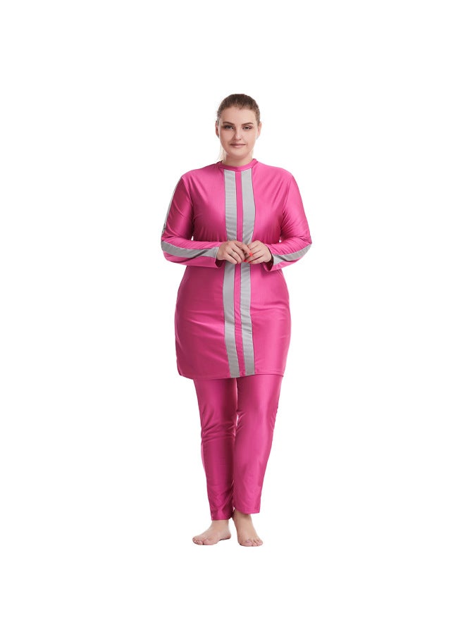 Ultra-loose Plus-size Women's Color-block Conservative Swimsuit Sun-protective Casual Swimwear