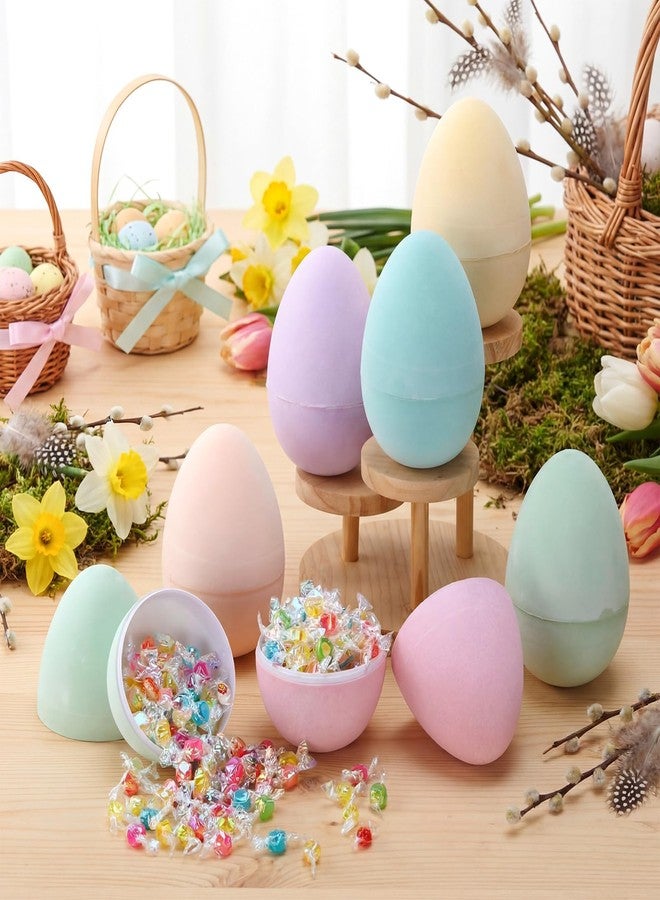 Memorywuu 12 Pack 6" Pastel Flocked Easter Eggs Empty Large Fillable Easter Eggs Assorted Colors Plastic Fillable Eggshells Party Favors for Filling Treats Basket Stuffers Table Centerpieces Decor - Image 4