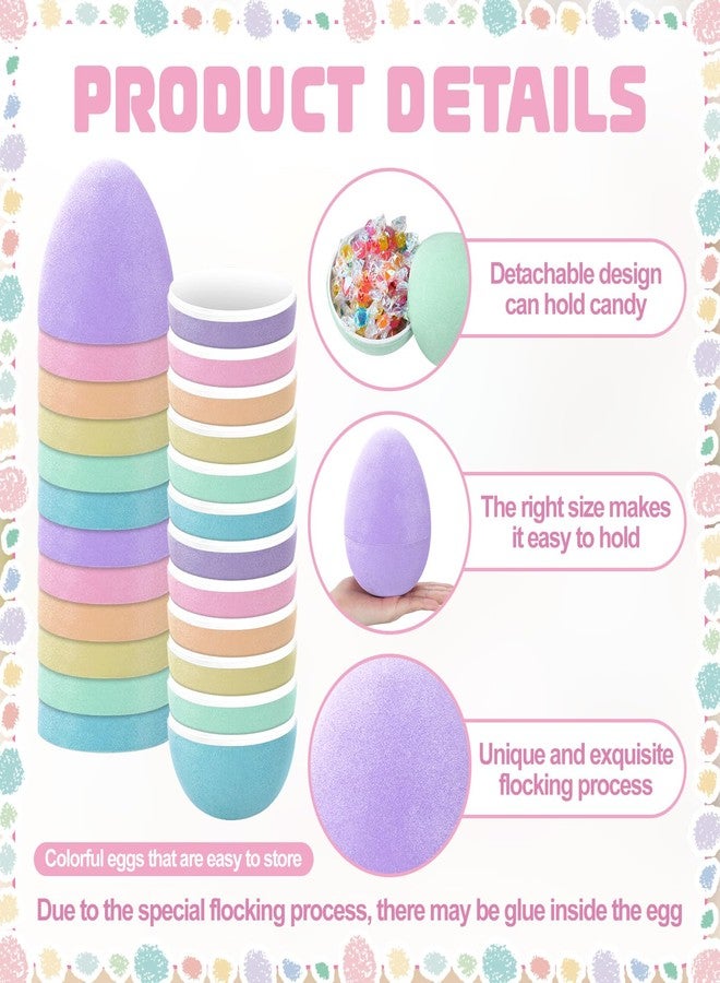 Memorywuu 12 Pack 6" Pastel Flocked Easter Eggs Empty Large Fillable Easter Eggs Assorted Colors Plastic Fillable Eggshells Party Favors for Filling Treats Basket Stuffers Table Centerpieces Decor - Image 3