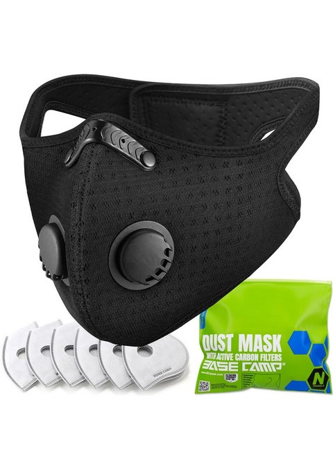 BASE CAMP Reusable N Plus Dust Mask, 360-Degree Seal with MNL Material Respirator Mask with 6 Filter-Face Mask for Dust, Pollen, Welding, Construction, Sanding, Yard Lawn, Paint, Woodworking