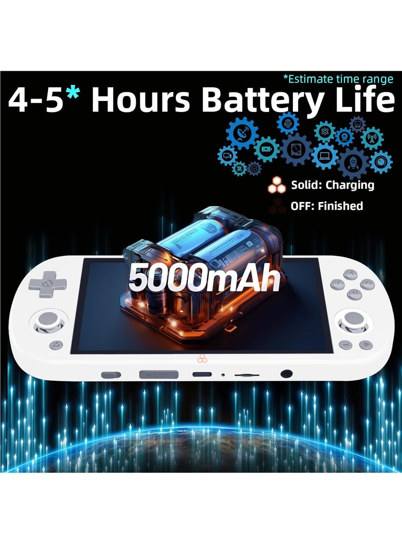 Smart Pro Open Source Handheld Game Console, Retro Arcade HD 4.96-inch IPS Screen Game Console, Linux System, 5000 mAh Large Battery (White) - Image 5