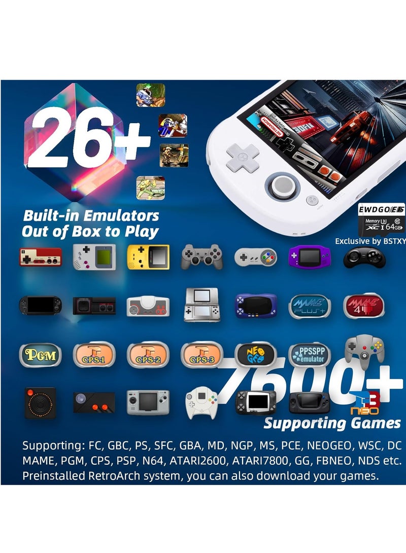 Smart Pro Open Source Handheld Game Console, Retro Arcade HD 4.96-inch IPS Screen Game Console, Linux System, 5000 mAh Large Battery (White) - Image 3
