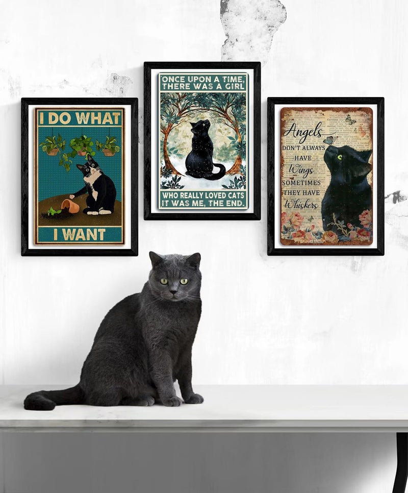 Fmcmly Black Cat Decor Tin Signs Once Upon a Time There was a Girl Who Really Loved Cats Personalized Metal Art Poster Gift For Women And Girl Home Kitchen Bedroom Garden Coffee Wall Decor 8x12 Inch - Image 5