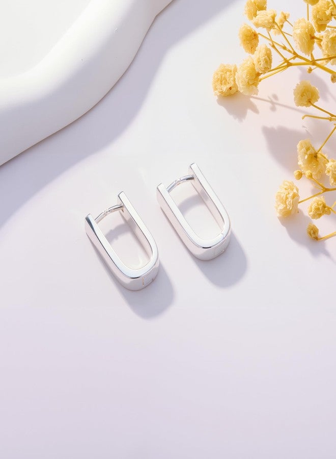 ALEXCRAFT 925 Sterling Silver Earrings for Women Trendy Hypoallergenic Silver Hoop Earrings Statement Small Chunky Huggie Hoops Earring Jewelry for Women, Sliver, No Gemstone - Image 4