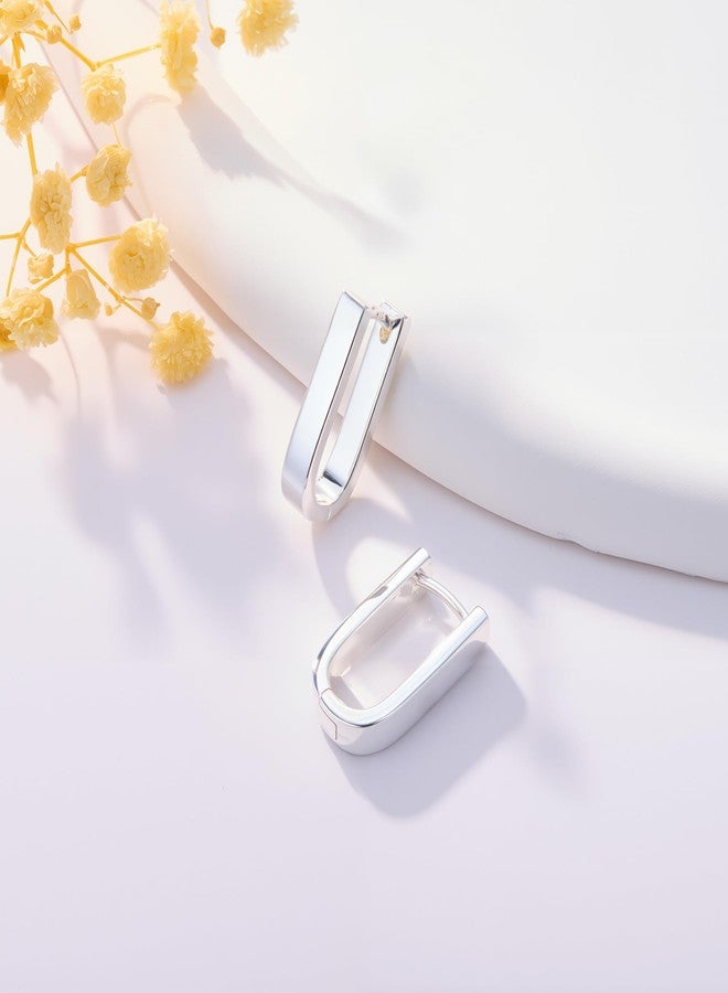 ALEXCRAFT 925 Sterling Silver Earrings for Women Trendy Hypoallergenic Silver Hoop Earrings Statement Small Chunky Huggie Hoops Earring Jewelry for Women, Sliver, No Gemstone - Image 2