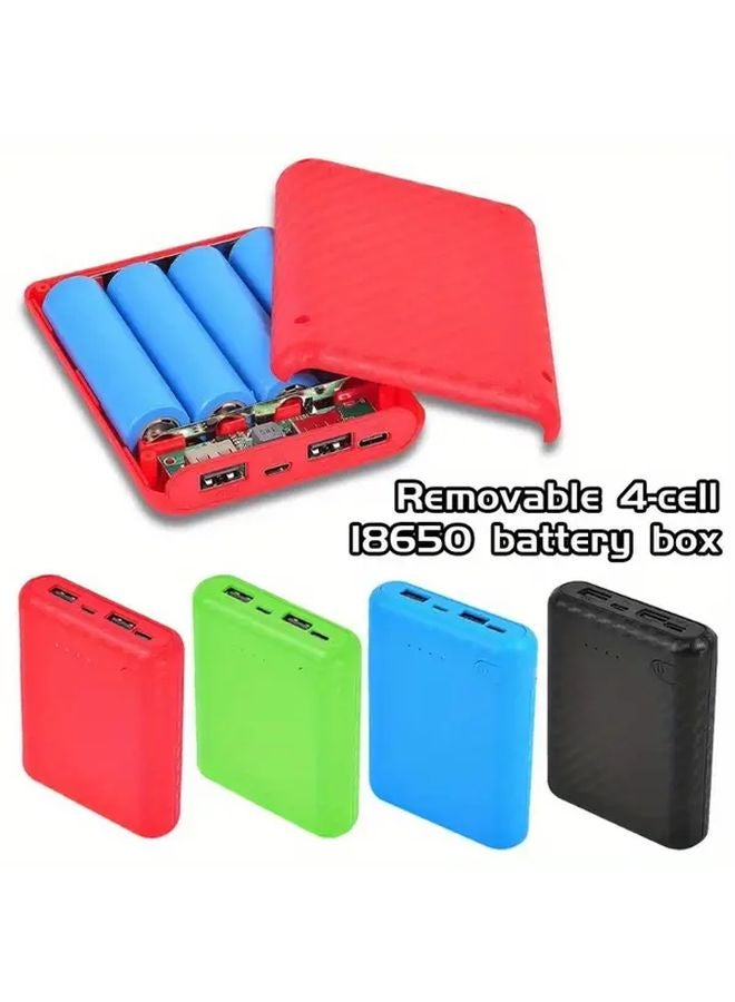 2pcs Blue Portable Power Bank with 4 18650 Battery Compartments Fast Charging USB Rechargeable for Outdoor Emergency - Image 4