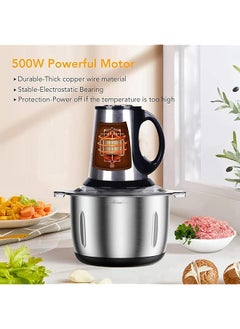 TOSCANA U 5L Electric Meat Grinder 3 Speed Adjustable 500W Stainless Steel Kitchen Food Processor Multifunctional Stainless Steel With 5 Blades Household Meat And Vegetable Chopper St 20054  - Image 4