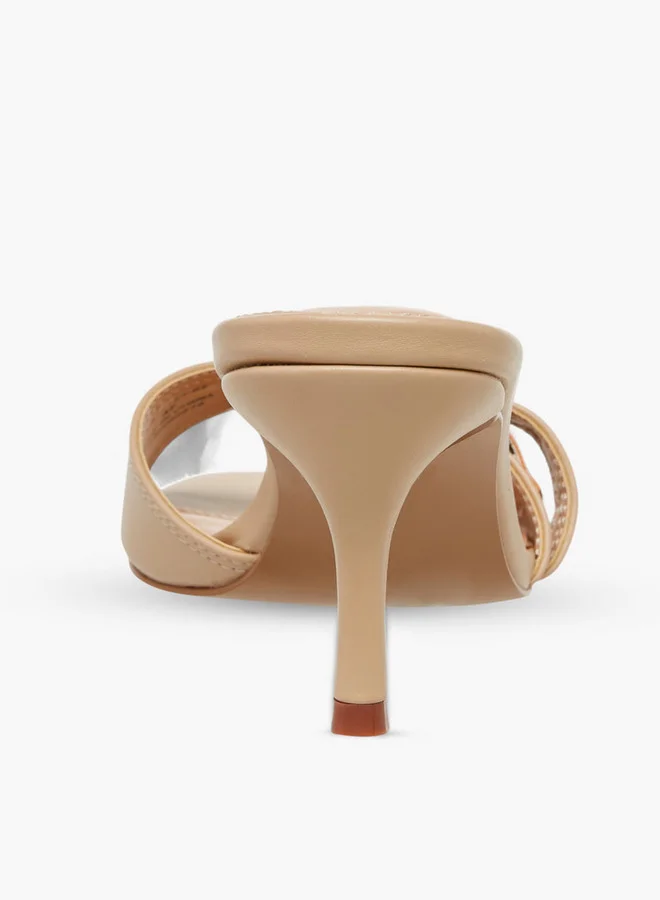 سيليست Women's Buckle Embellished Slip-On Sandals with Stiletto Heels