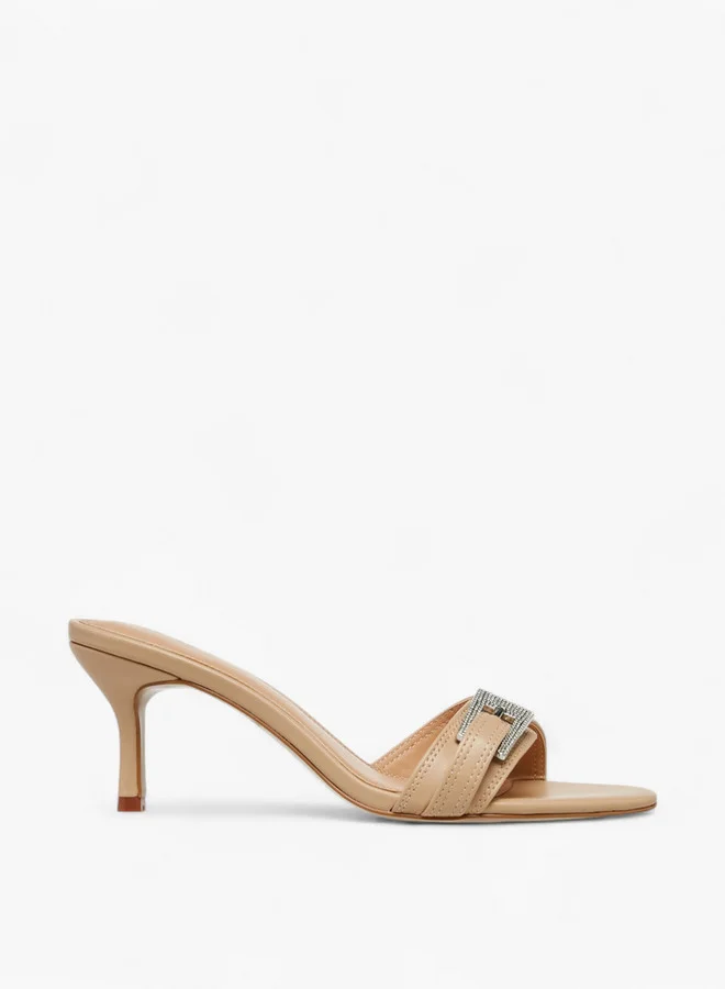 سيليست Women's Buckle Embellished Slip-On Sandals with Stiletto Heels