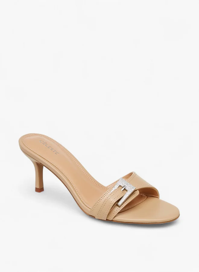 سيليست Women's Buckle Embellished Slip-On Sandals with Stiletto Heels