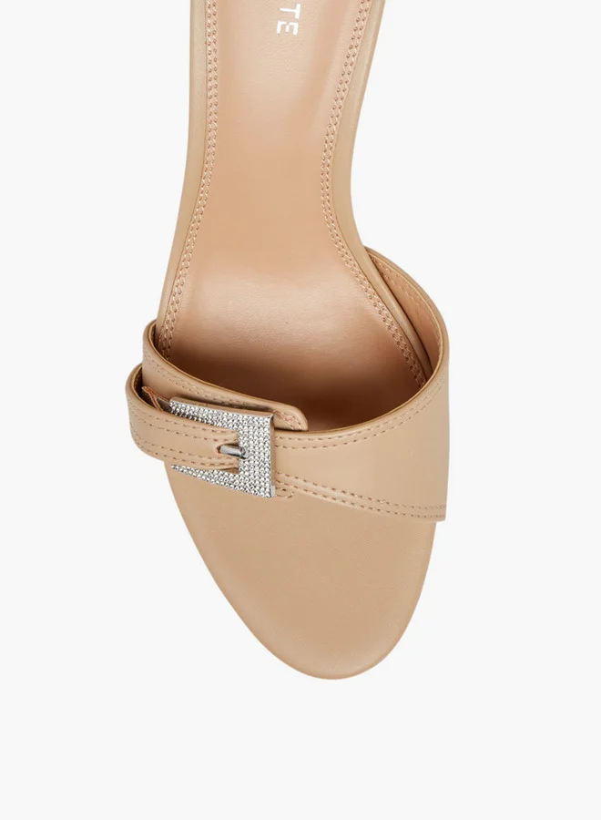 سيليست Women's Buckle Embellished Slip-On Sandals with Stiletto Heels