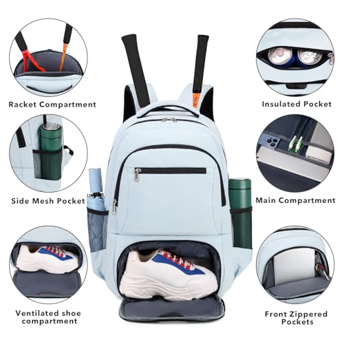 ACESAK Tennis Backpack Tennis Bag for Women Men - Tennis Bag Holds 2 Rackets, Badminton Squash, Pickleball Paddles Balls - Image 4