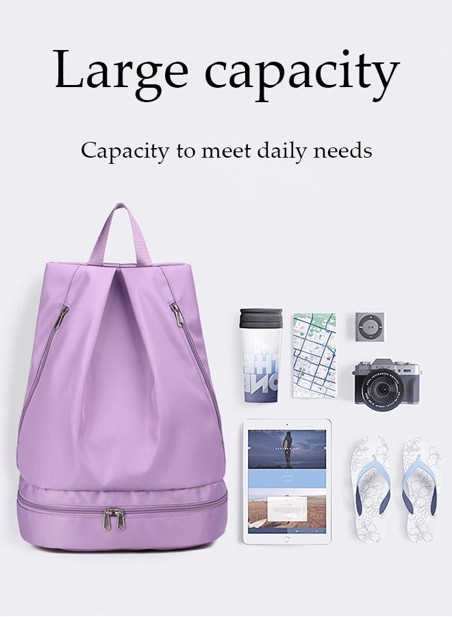 DUNISO Travel Duffel Bag, Dry Wet Separation Bag, Women's Water-Resistant Overnight Bag,Llightweight Fabric Fitness Bag With Independent Shoe Compartment - Image 5