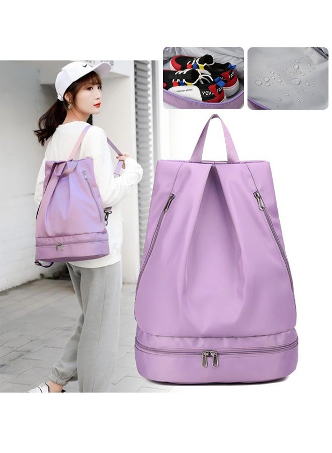 DUNISO Travel Duffel Bag, Dry Wet Separation Bag, Women's Water-Resistant Overnight Bag,Llightweight Fabric Fitness Bag With Independent Shoe Compartment - Image 1