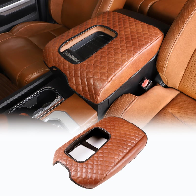 CHEAYAR Center Console Armrest Cover KitConsole Armrest Cushion Automotive Customized Console Armrest Cushion Fit for Toyota Tundra 20142020 Accessory Organizer Protector Plaid  Brown