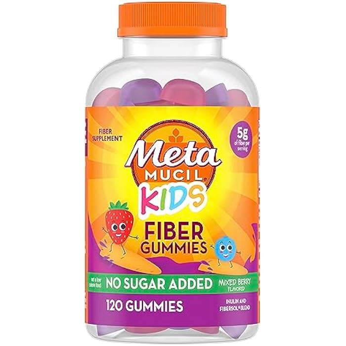 Metamucil Kids Fiber Gummies, No Sugar Added, 5g Prebiotic Plant-Based Fiber Supplement Blend, Mixed Berry Flavored, 120ct Gummies - Image 1