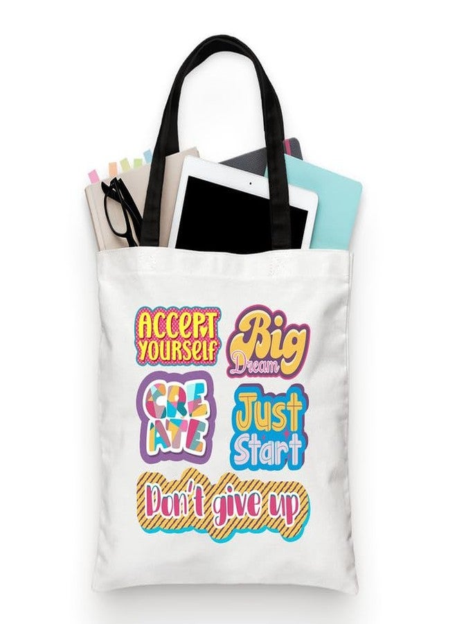 PrintingZone White Tote Bag With Zip Clouser Printed Designed Canvas Tote Bags For Women large capacity,Tote bag For Shopping, College, Travel, More Canvas Handbag For Unisex Bag(VWB45) - Image 1