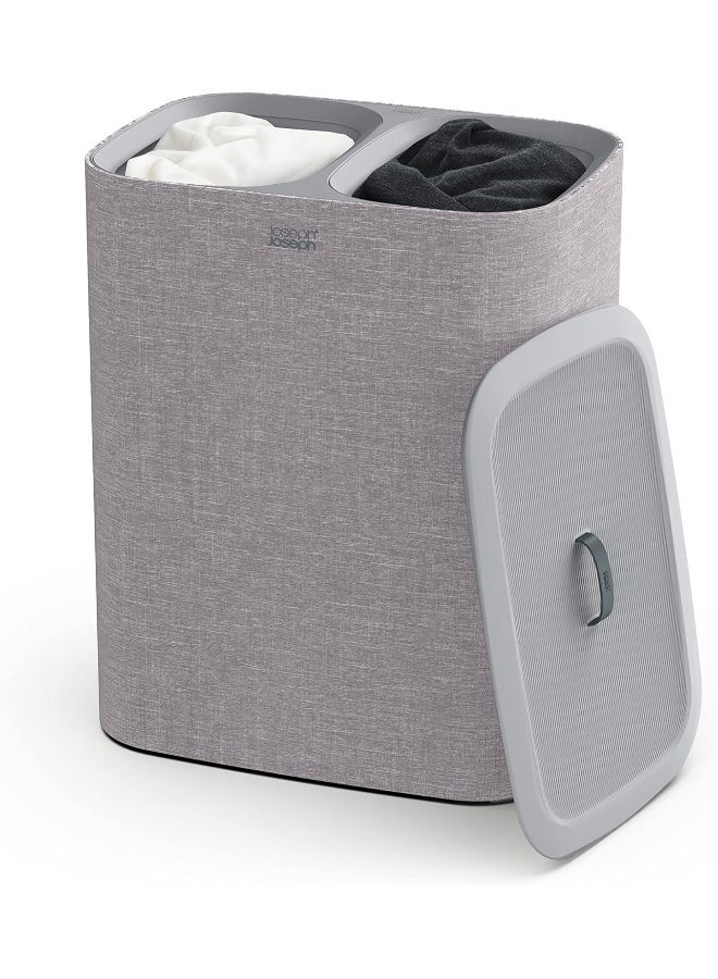 Joseph Joseph Joseph Tota Laundry Hamper Separation Basket with Lid - Grey 90-Liter - Image 1