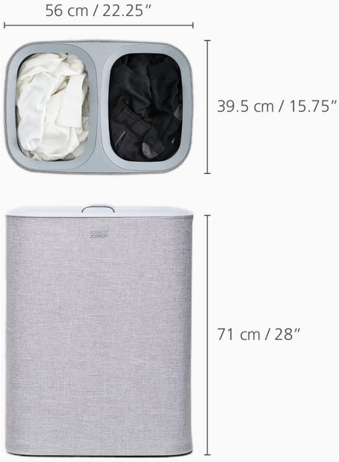 Joseph Joseph Joseph Tota Laundry Hamper Separation Basket with Lid - Grey 90-Liter - Image 3