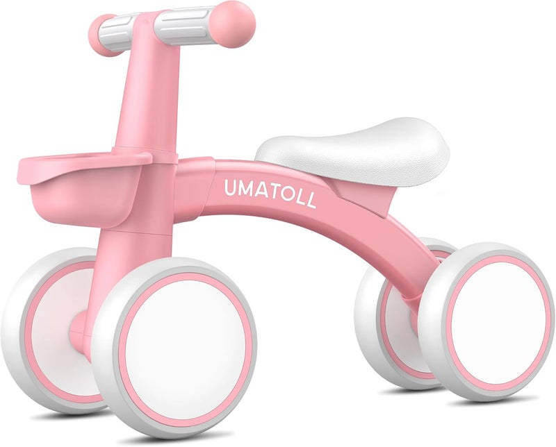 Umatoll 1 Year Old Child's Balance Bicycle with Basket, 12-24 Months Children's Bicycle with Basket, Bike Toy for Toddlers Baby, First Birthday Gift - Image 1