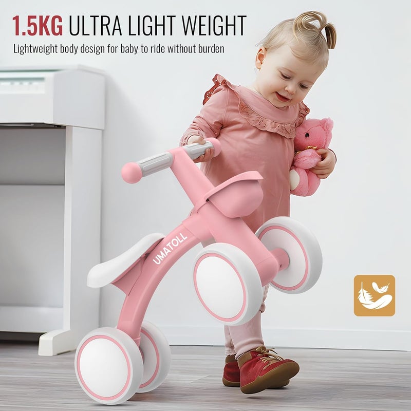 Umatoll 1 Year Old Child's Balance Bicycle with Basket, 12-24 Months Children's Bicycle with Basket, Bike Toy for Toddlers Baby, First Birthday Gift - Image 5