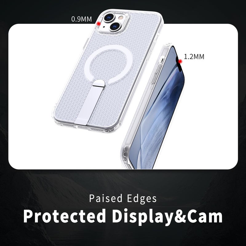 erorex For Iphone 13 Kalebol Honeycomb Cooling Magsafe Holder Phone Case(Frosted Transparent) - Image 4