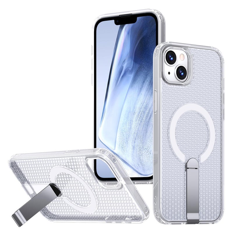 erorex For Iphone 13 Kalebol Honeycomb Cooling Magsafe Holder Phone Case(Frosted Transparent) - Image 1