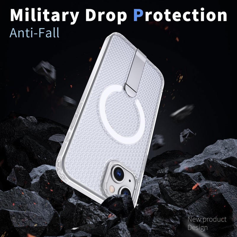 erorex For Iphone 13 Kalebol Honeycomb Cooling Magsafe Holder Phone Case(Frosted Transparent) - Image 3